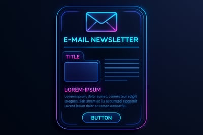 Futuristic email newsletter illustration with neon accents and sleek UI elements Futuristic email newsletter illustration with neon accents and sleek UI elements